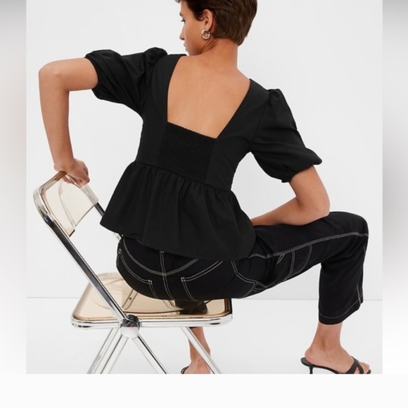 Gap Twist Front Peplum Top Size XL Black - Picture 2 of 8